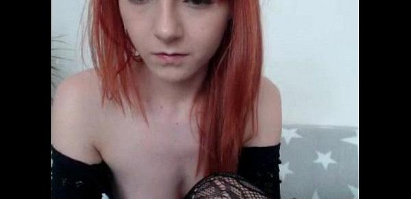  Skinny big natural titty redhead camgil showing